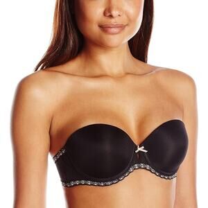 B.tempt'd by Wacoal Faithfully Yours Black Lace Strapless Push Up Bra 32DD